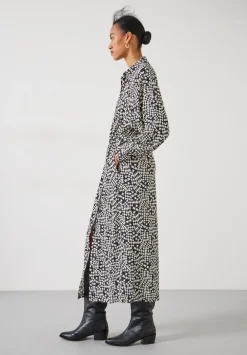 hush Dresses|Sabrina Relaxed Maxi Shirt Dress Mini Geo Black