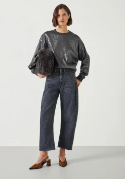 hush Sweatshirts & Hoodies|Sadie Sequin Sweatshirt Gunmetal Silver