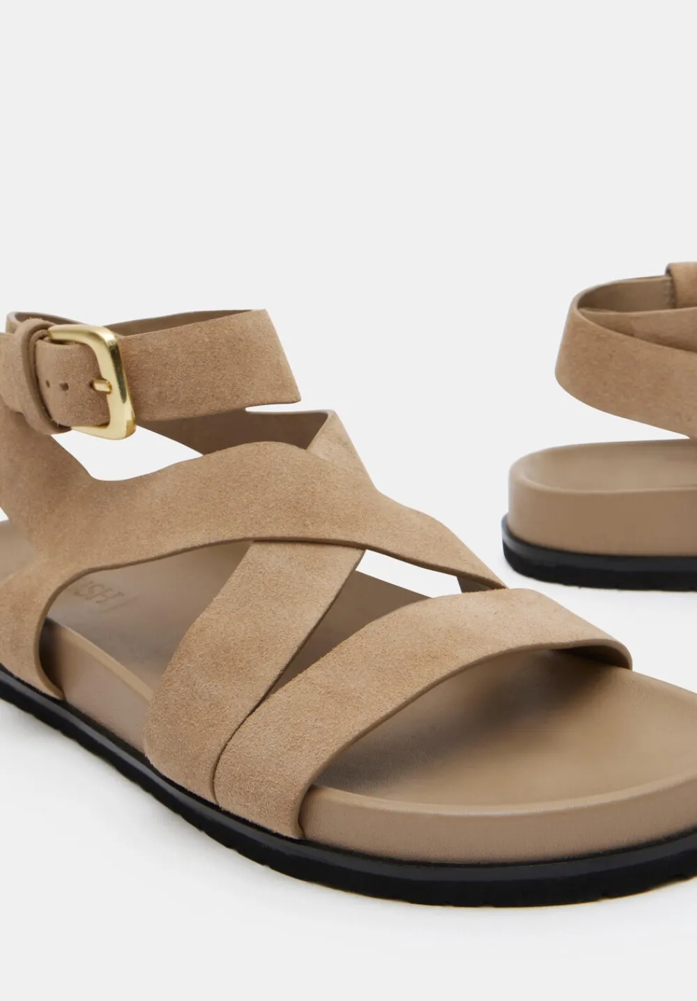 hush Sandals|Flats|Sadie Suede Footbed Sandal Taupe