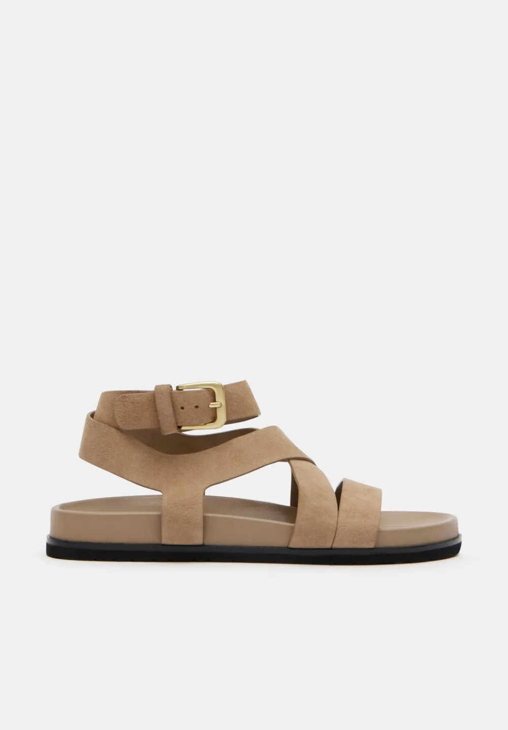 hush Sandals|Flats|Sadie Suede Footbed Sandal Taupe