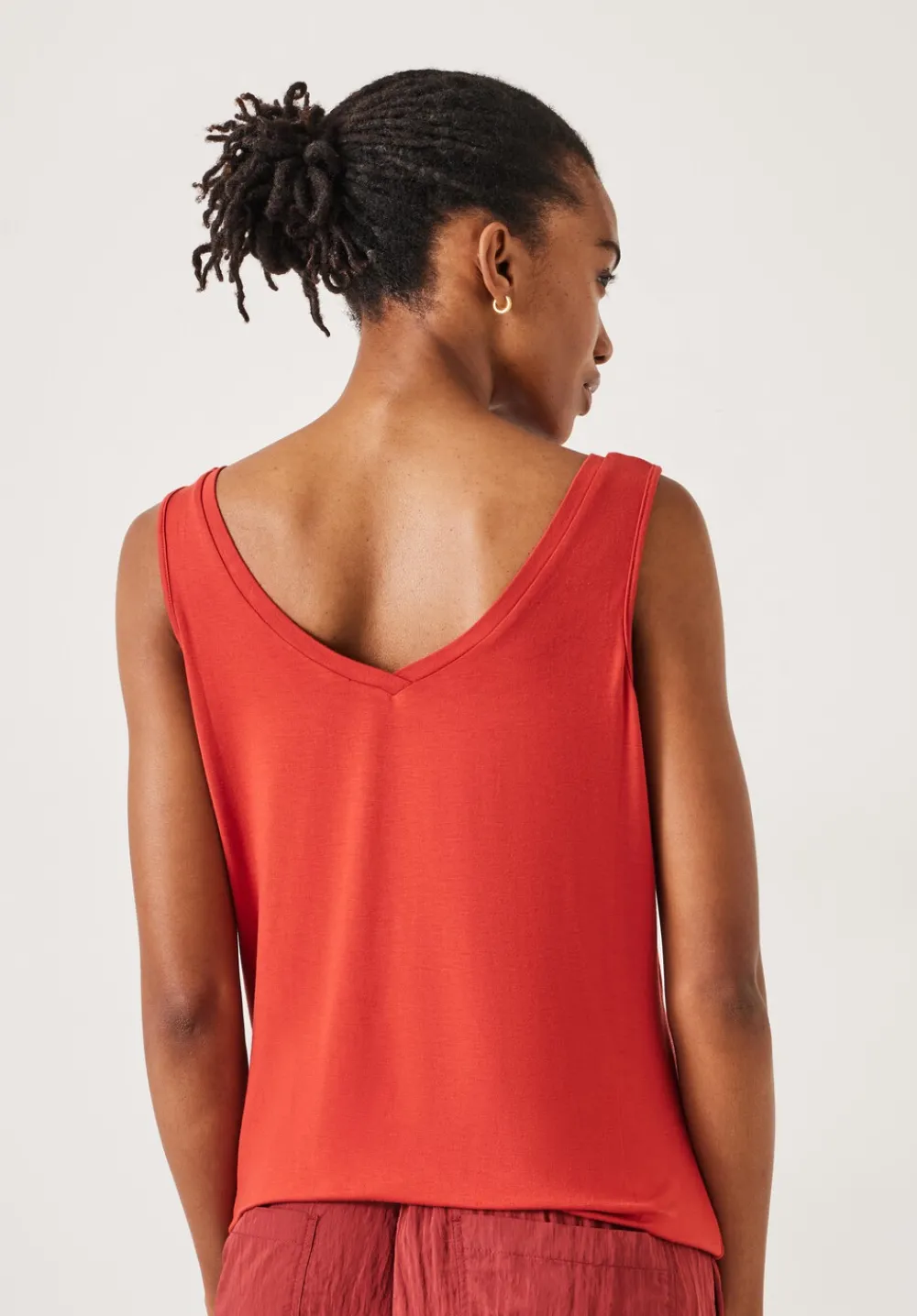 hush Tops & T-Shirts|Sally V-Neck Jersey Vest Top Deep Red