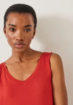 hush Tops & T-Shirts|Sally V-Neck Jersey Vest Top Deep Red