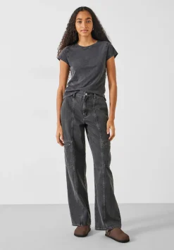 hush Jeans|Sara Cargo Jeans Washed Black