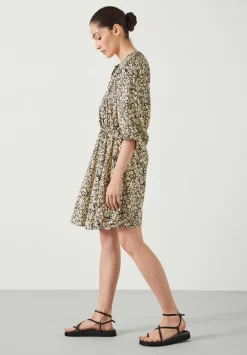 hush Dresses|Sara Gathered Mini Dress Silhouette Floral Neutral