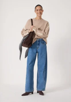 hush Jeans|Saskia Straight Seamed Jeans Mid Blue