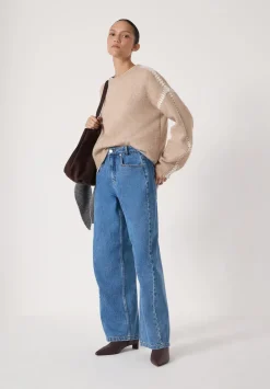 hush Jeans|Saskia Straight Seamed Jeans Mid Blue