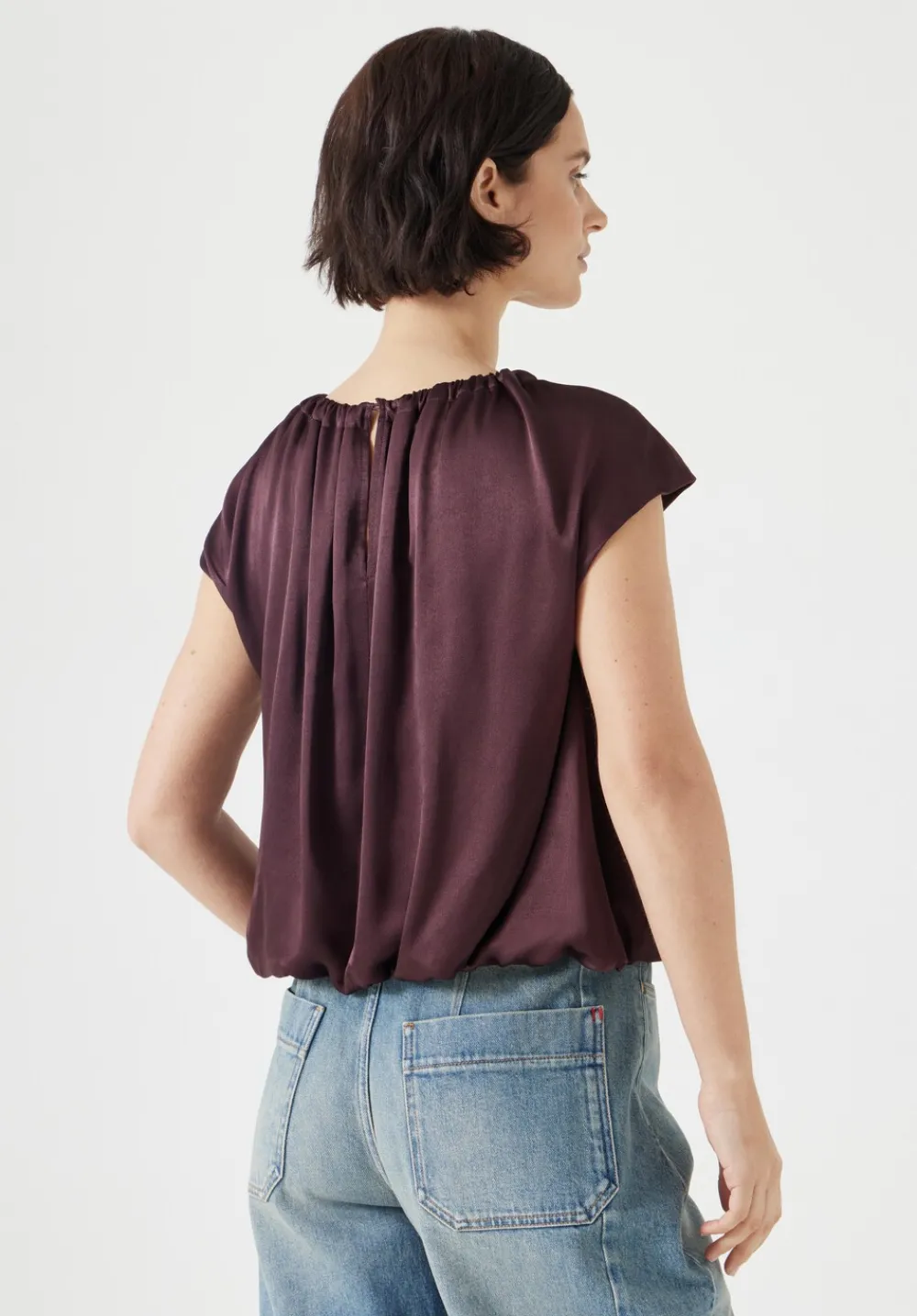 hush Shirts & Blouses|Satin Circular Top Fudge Brown