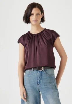 hush Shirts & Blouses|Satin Circular Top Fudge Brown
