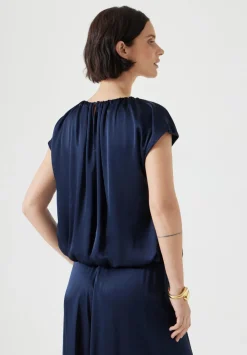 hush Shirts & Blouses|Satin Circular Top Midnight Navy