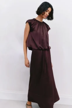 hush Skirts|Satin Maxi Skirt Fudge Brown