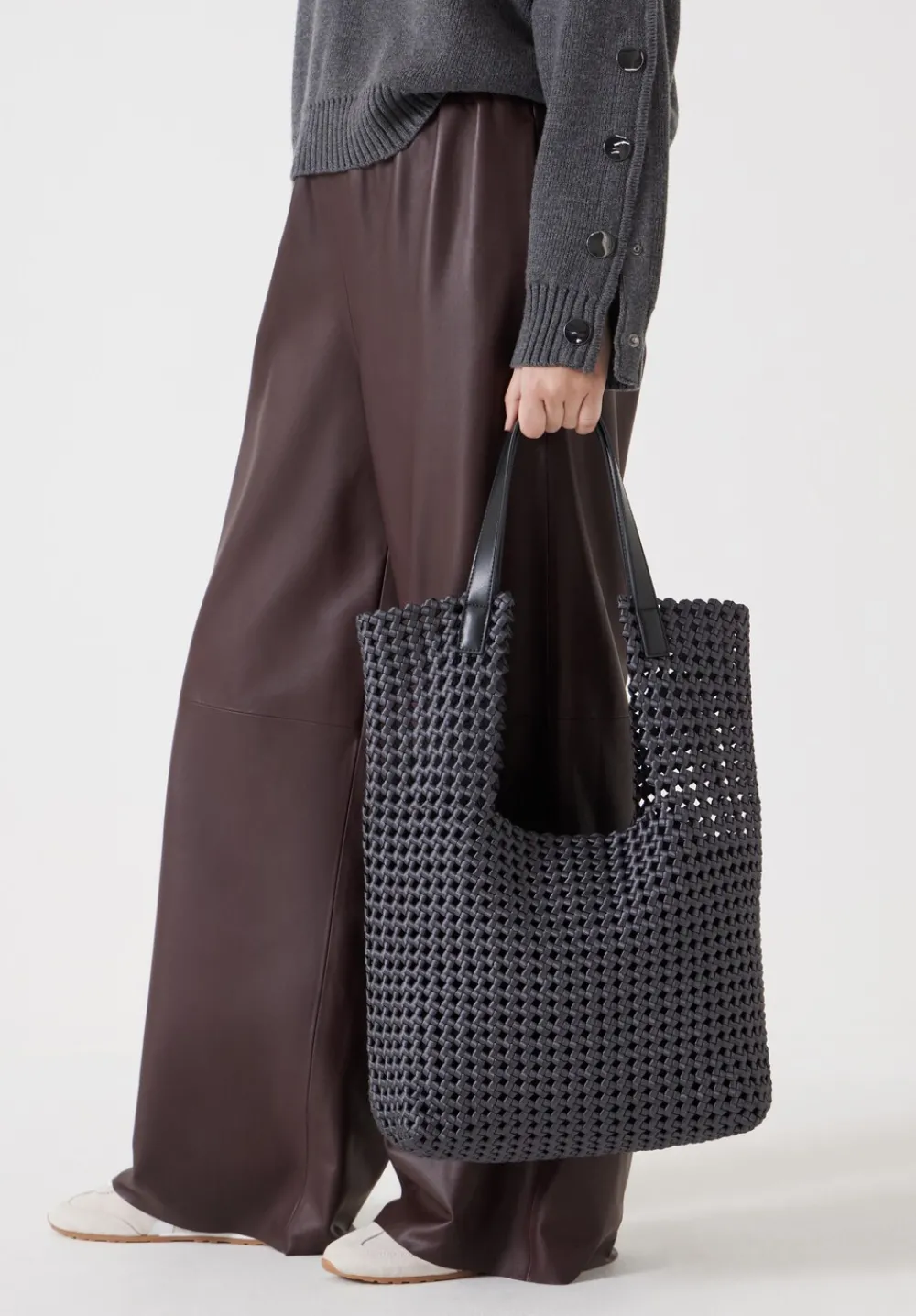 hush Bags|Satin Weave Tote Bag Slate Grey