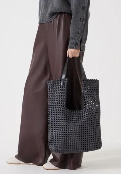 hush Bags|Satin Weave Tote Bag Slate Grey