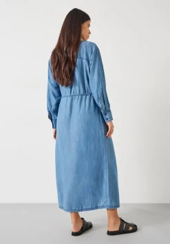 hush Dresses|Savannah Maxi Relaxed Shirt Dress Mid Authentic Blue