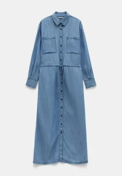 hush Dresses|Savannah Maxi Relaxed Shirt Dress Mid Authentic Blue