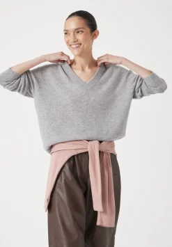 hush Tops & T-Shirts|Scarlett Cashmere V Neck Jumper Grey Marl