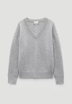 hush Tops & T-Shirts|Scarlett Cashmere V Neck Jumper Grey Marl