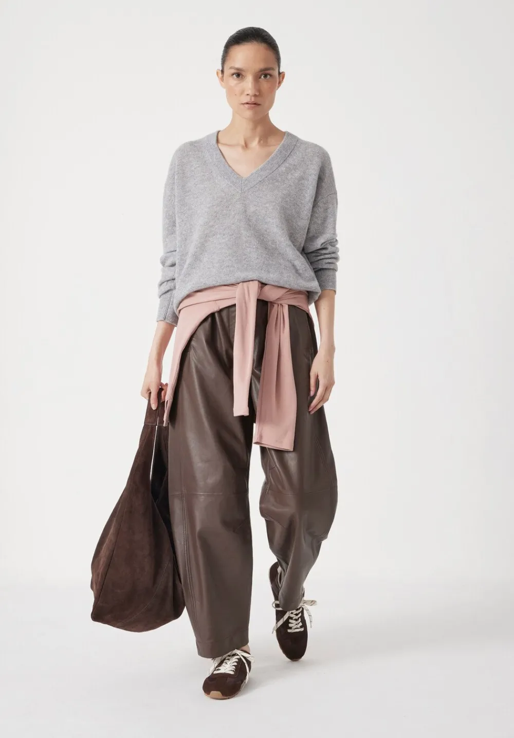 hush Tops & T-Shirts|Scarlett Cashmere V Neck Jumper Grey Marl