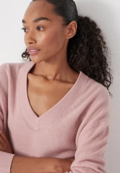 hush Tops & T-Shirts|Scarlett Cashmere V Neck Jumper Rosewood Pink