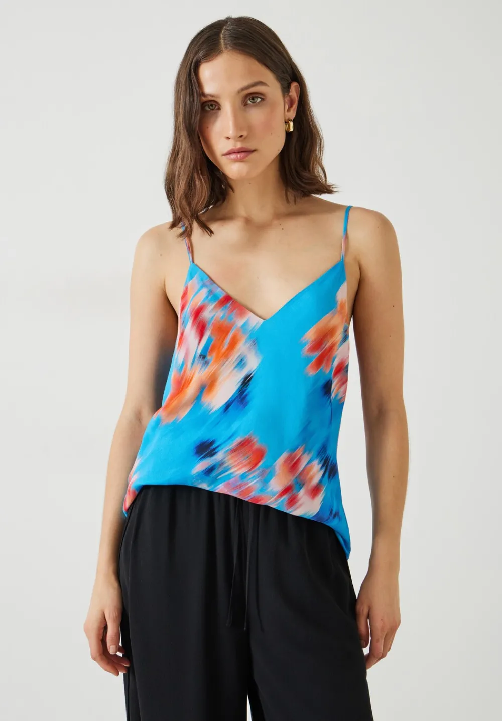 hush Tops & T-Shirts|Scarlett V-neck Cami Blurred Floral Blue