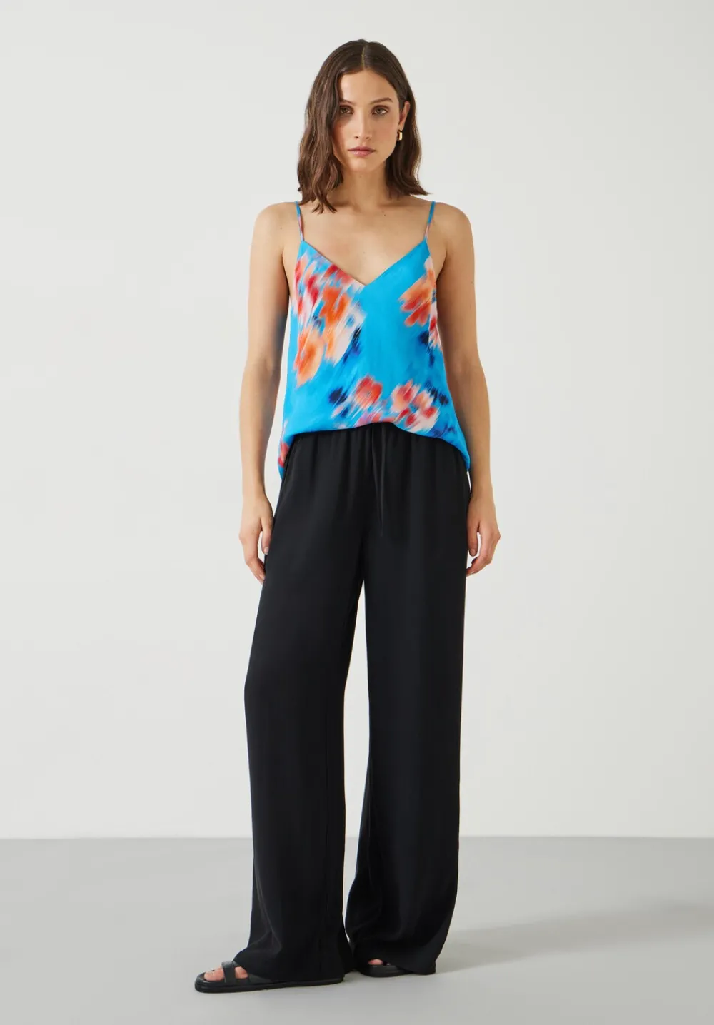 hush Tops & T-Shirts|Scarlett V-neck Cami Blurred Floral Blue