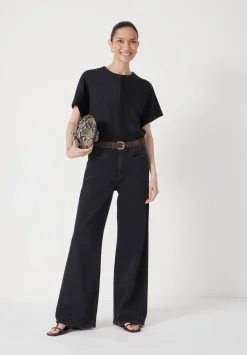 hush Tops & T-Shirts|Seam Detail Short Sleeve Top Black