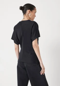hush Tops & T-Shirts|Seam Detail Short Sleeve Top Black