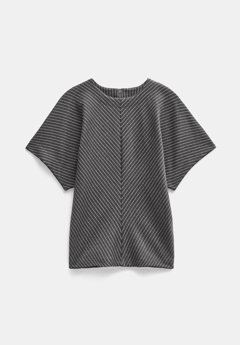 hush Tops & T-Shirts|Seam Detail Short Sleeve Top Grey Pinstripe