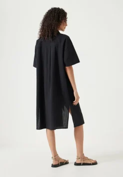 hush Swimwear & Beachwear|Seersucker Tie Front Beach Dress Black