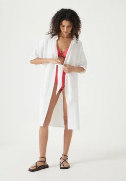 hush Swimwear & Beachwear|Seersucker Tie Front Beach Dress White