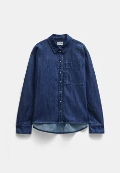 hush Tops & T-Shirts|Shirts & Blouses|Sequin Detail Denim Shirt Rinse Wash Denim Blue