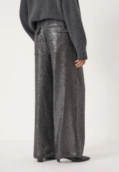 hush Joggers & Leggings|Sequin Wide Leg Trouser Charcoal Grey