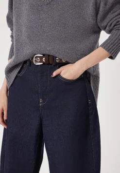 hush Belts|Seren Suede Studded Belt Dark Brown
