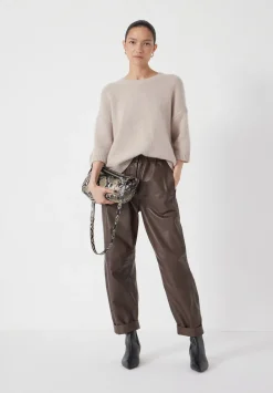 hush Jumpers & Cardigans|Short Sleeve Chunky Cashmere Tee Almond