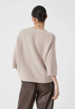 hush Jumpers & Cardigans|Short Sleeve Chunky Cashmere Tee Almond