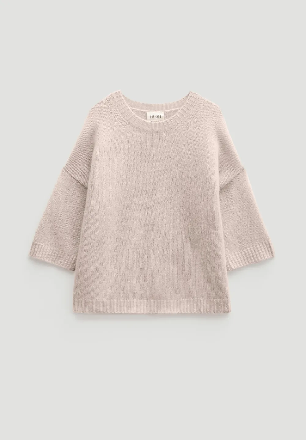 hush Jumpers & Cardigans|Short Sleeve Chunky Cashmere Tee Almond