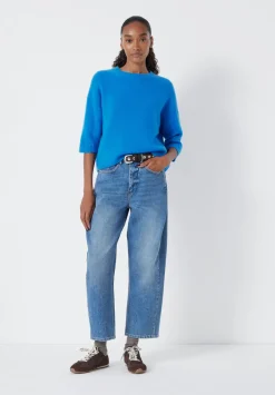 hush Jumpers & Cardigans|Short Sleeve Chunky Cashmere Tee Bright Blue