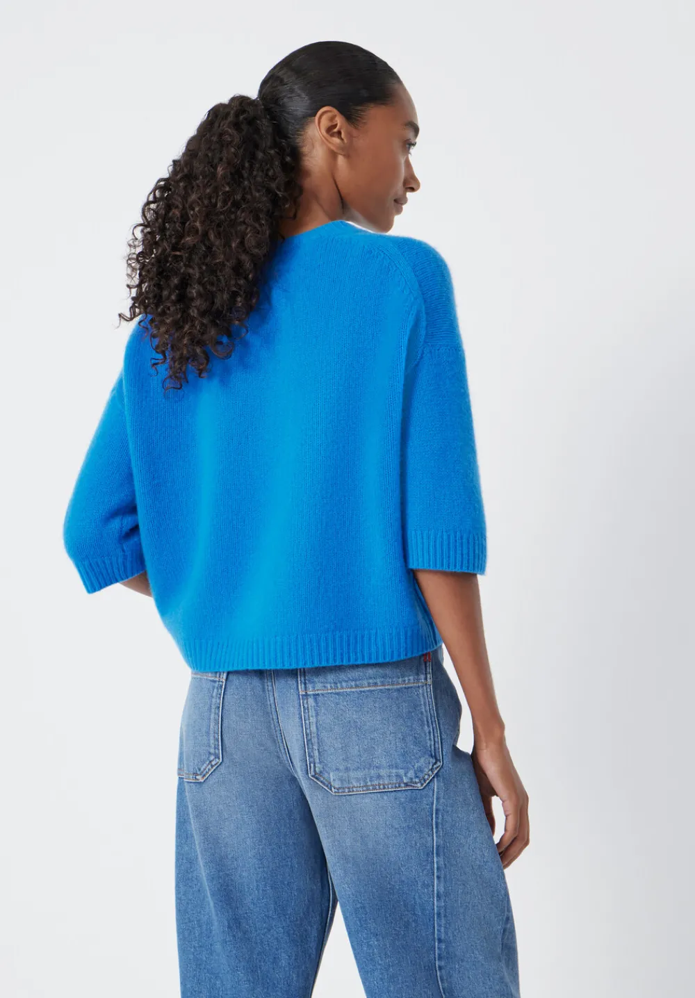 hush Jumpers & Cardigans|Short Sleeve Chunky Cashmere Tee Bright Blue