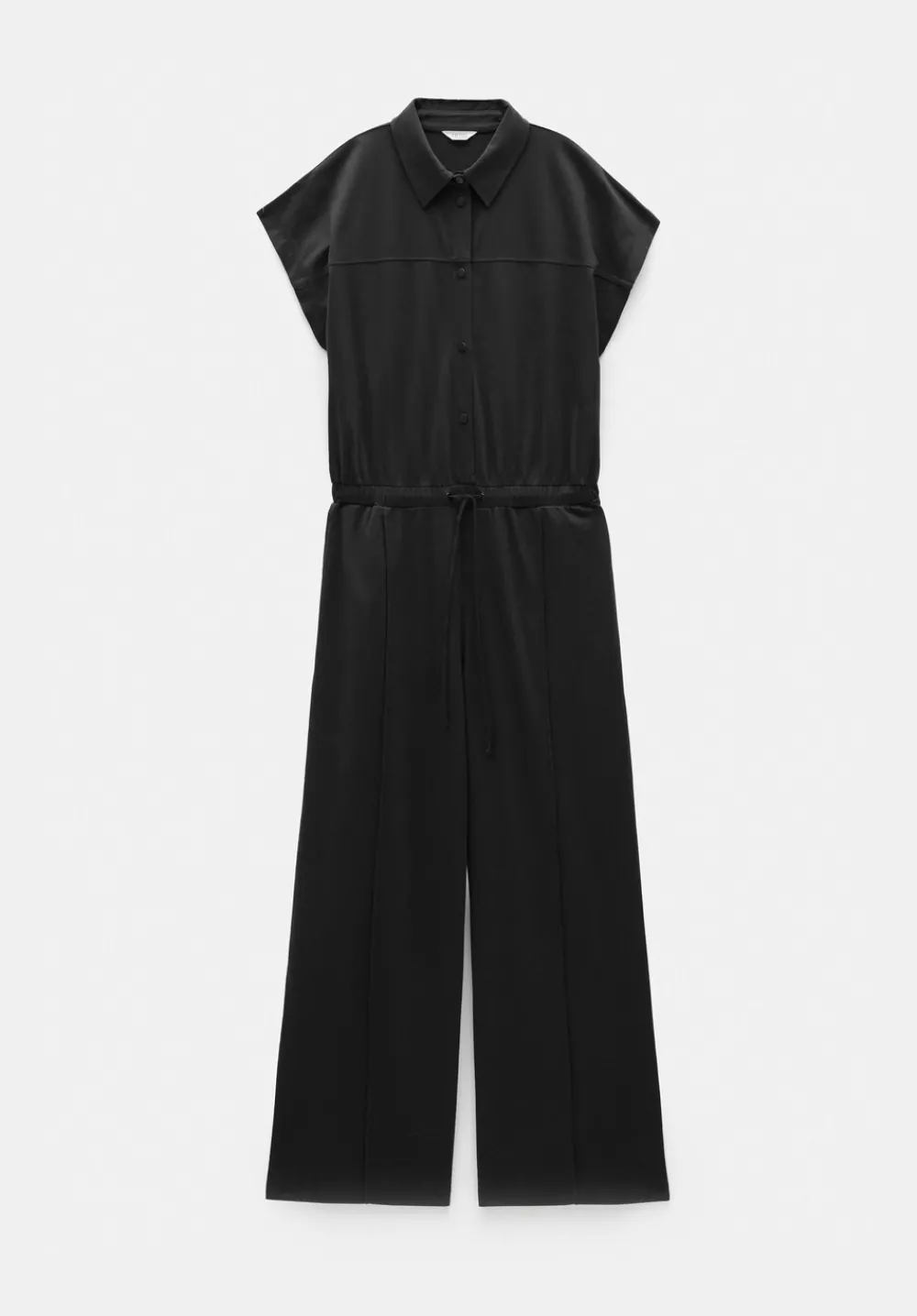 hush Jumpsuits|Dresses|Short Sleeve Wide Leg Jersey Jumpsuit Black