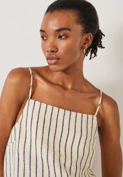 hush Tops & T-Shirts|Sian Stripe Linen Cami Speckle Stripe Navy