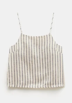 hush Tops & T-Shirts|Sian Stripe Linen Cami Speckle Stripe Navy