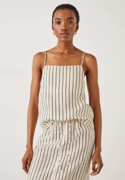 hush Tops & T-Shirts|Sian Stripe Linen Cami Speckle Stripe Navy