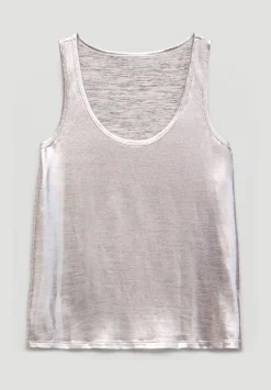 hush Tops & T-Shirts|Slub Vest Silver Metallic