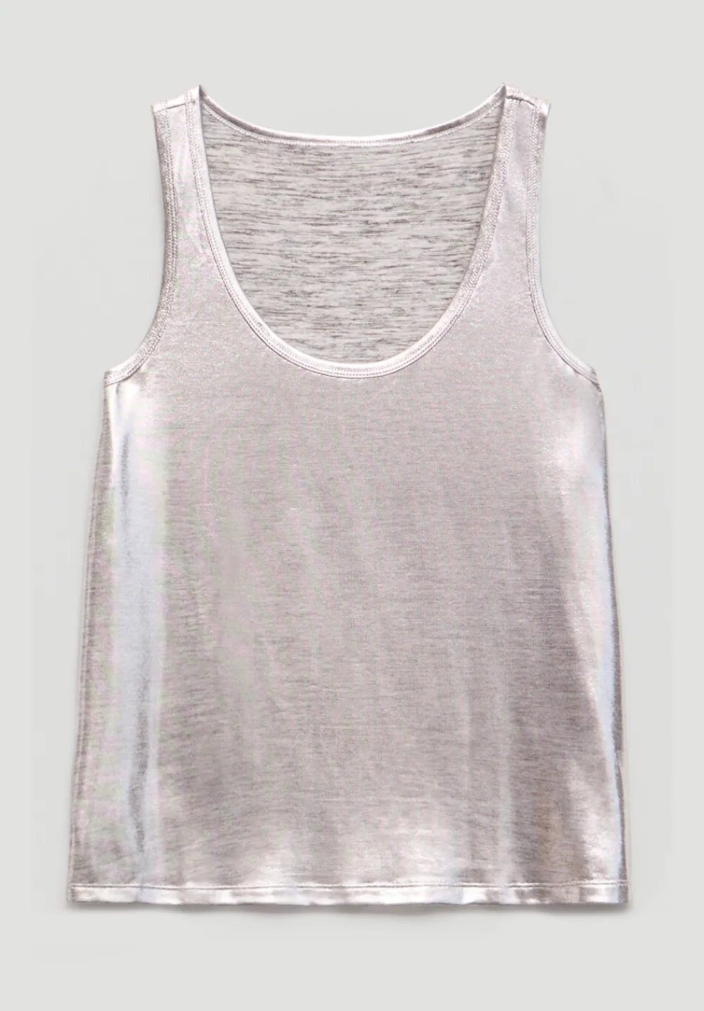 hush Tops & T-Shirts|Slub Vest Silver Metallic