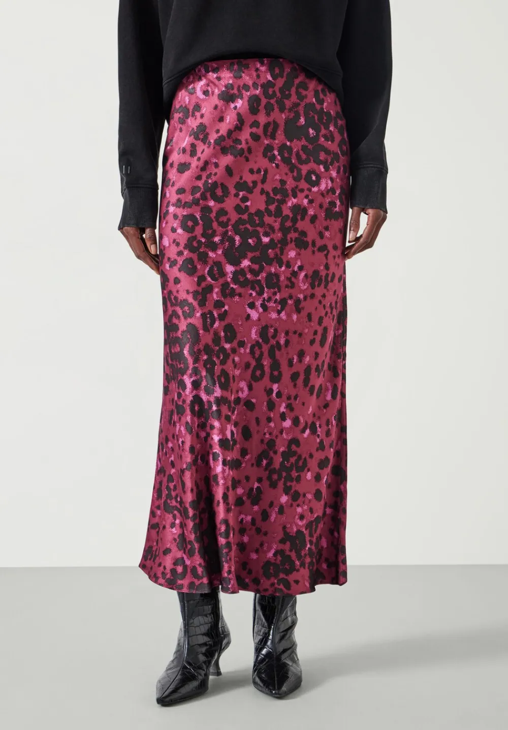 hush Skirts|Simone Slinky Midi Skirt Oxblood Animal Print