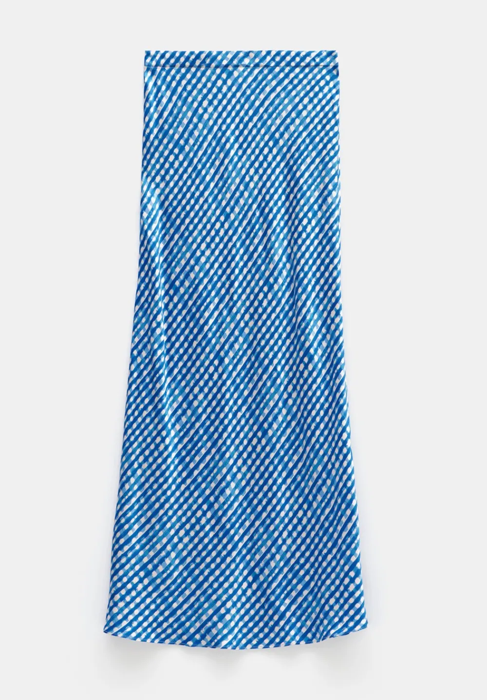 hush Skirts|Simone Slinky Midi Skirt Watercolour Gingham Dark Blue