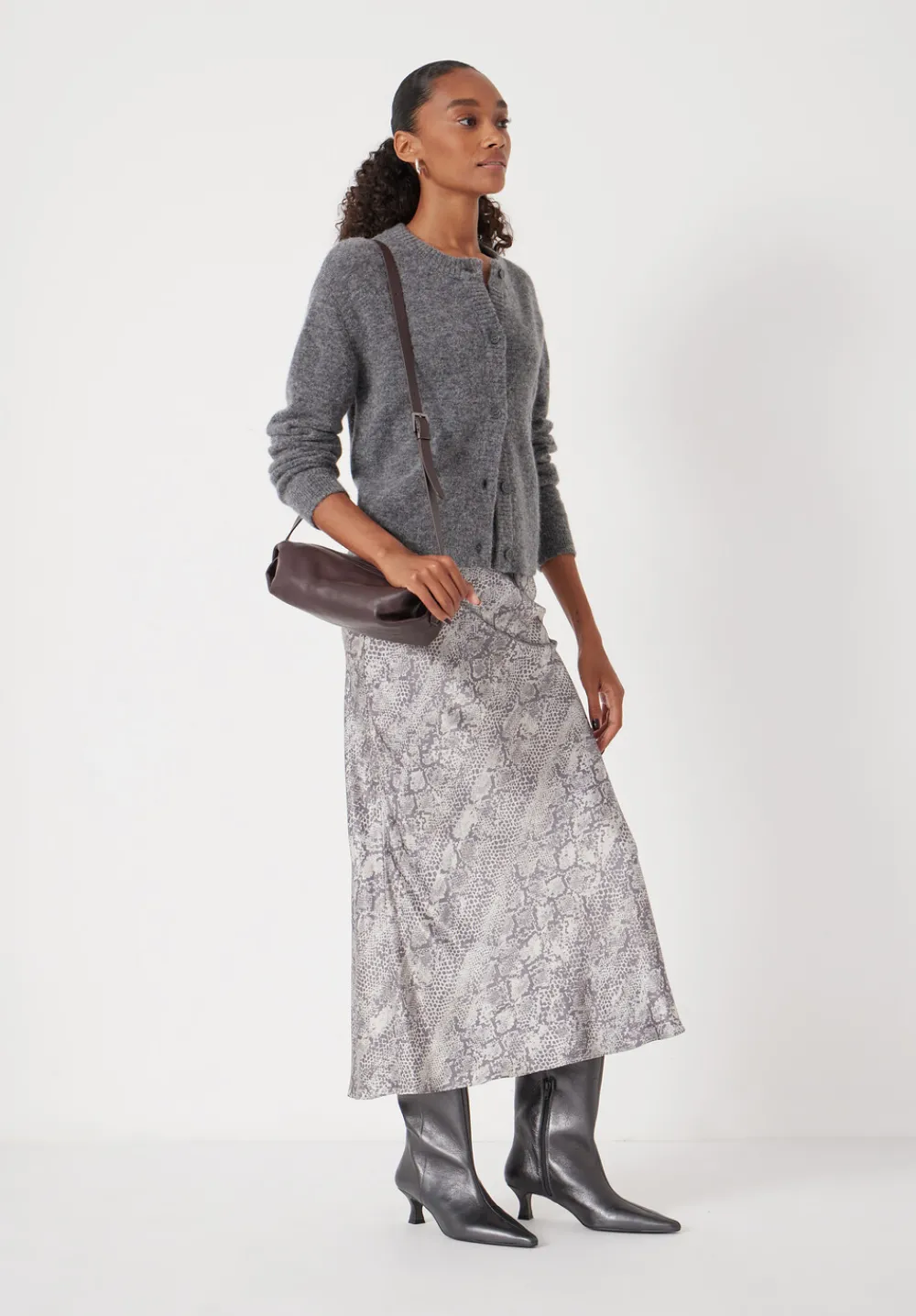 hush Skirts|Simone Slinky Skirt Natural Snake Grey