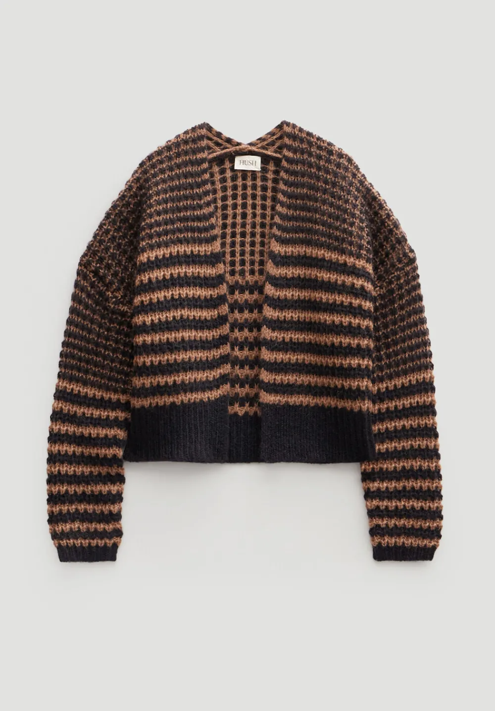 hush Jumpers & Cardigans|Skye Wool Blend Stripe Cardigan Black/ Brown Stripe
