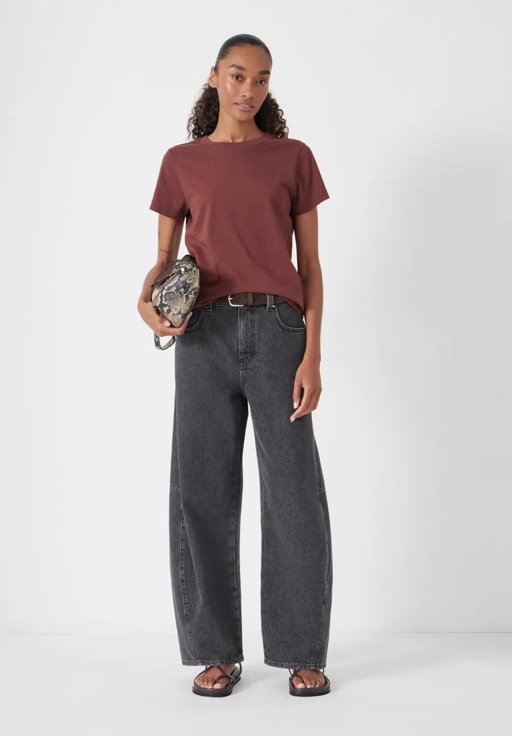 hush Tops & T-Shirts|Slim Fit Cotton Crew T-Shirt Burgundy Brown