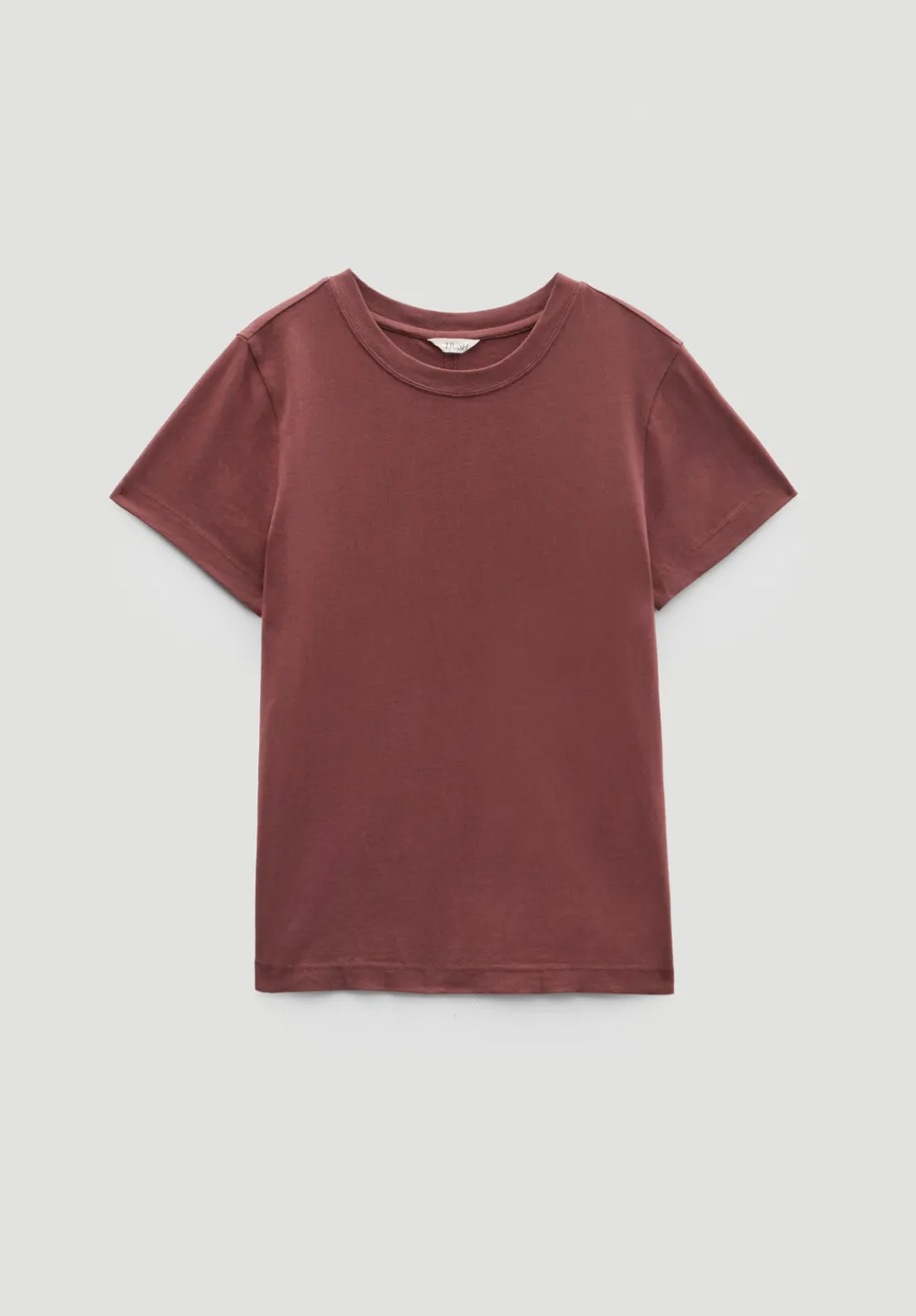 hush Tops & T-Shirts|Slim Fit Cotton Crew T-Shirt Burgundy Brown