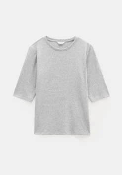 hush Tops & T-Shirts|Slim Fit Ribbed T-Shirt Grey Marl